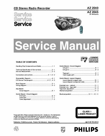 Philips AZ2040  AZ2045 Service Manual Cd-Rw Radio Tape Rec - (12.780Kb) 6 Part File - pag. 34